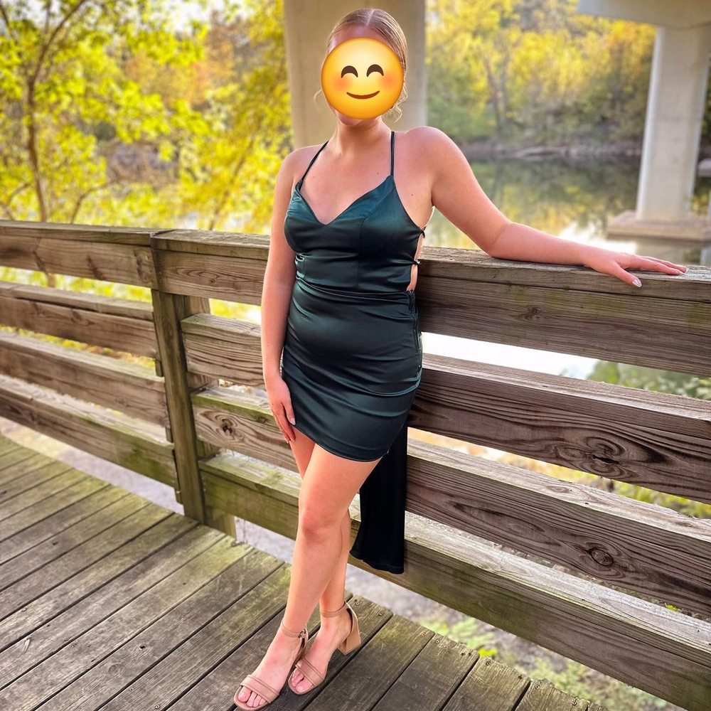 Elegant Green Satin Dress
